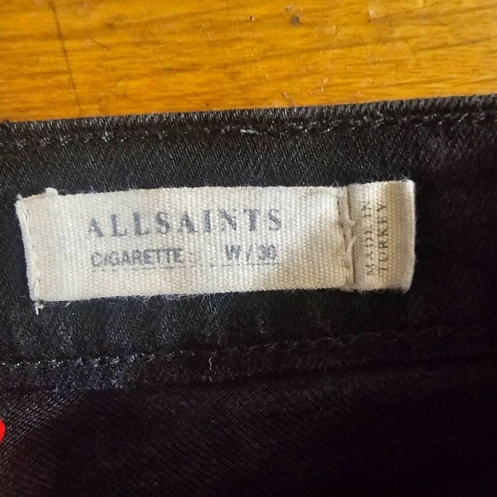 All Saints Denim Mens Black Cigarette Skinny Stretch Jeans 30x30 - Picture 3 of 9